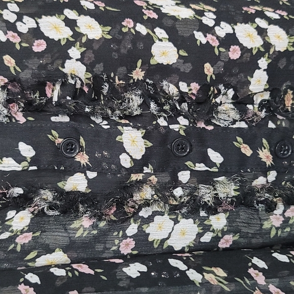 Sheer floral adjustable spaghetti strap baby doll top. - Picture 2 of 7